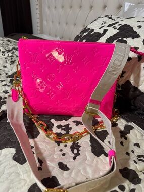 Hot pink cousin crossbody Bag with Adjustable Strap